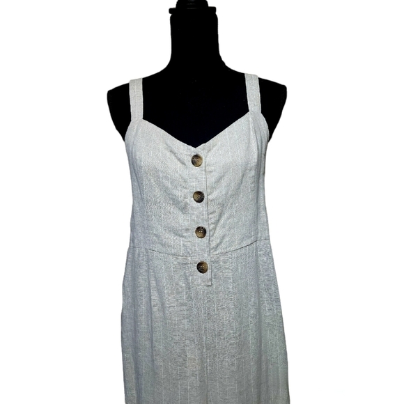 NWT ROMEO & JULIET size Md Linen Overall Jumper Natural Fabric Breathable - Picture 3 of 8